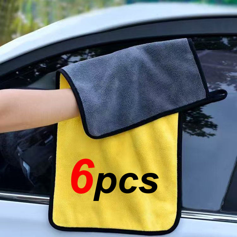 1/2/6pcs Microfiber Cleaning Towel Thicken Soft Drying Cloth Car Body Washing To