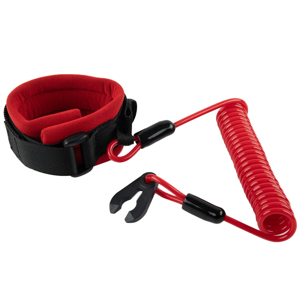 1pc Red&Black Floating Wrist Lanyard For Kawasaki Jet Ski Durable PU Cord With A