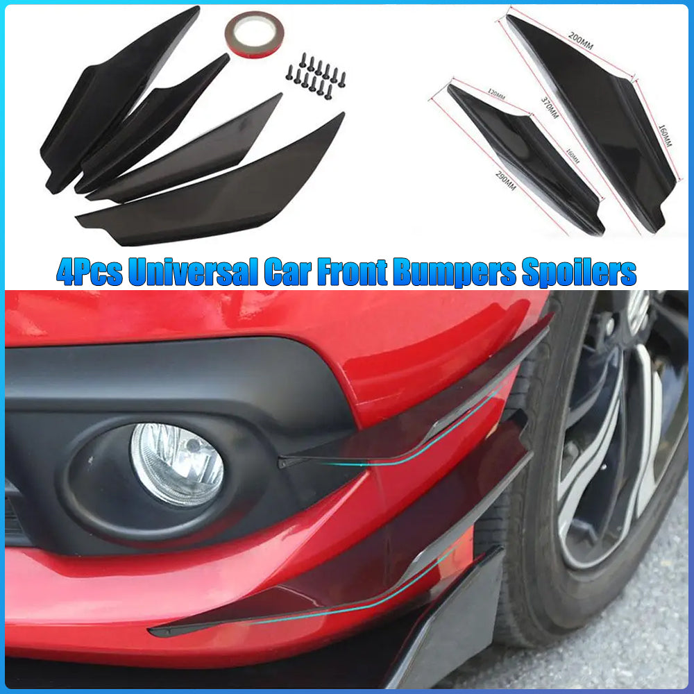 4Pcs Carbon Fiber Auto Front Bumper Body Lip Canards Splitter Trim Kits Universa