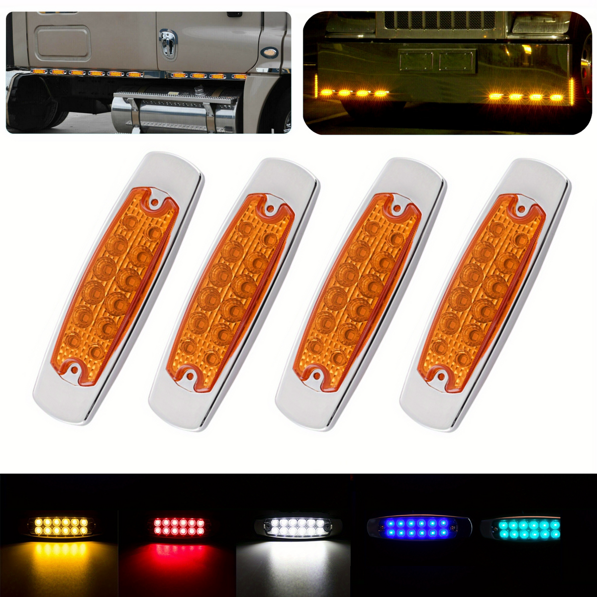 4/2PCS 12-24V 12LED Side Marker Gap Light Clearance Car Trailer Indicator Truck