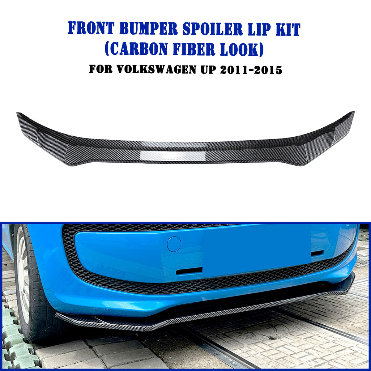 For Volkswagen UP 2011-2015 Front Bumper Spoiler Lip Gloss Black/Carbon Fiber Lo