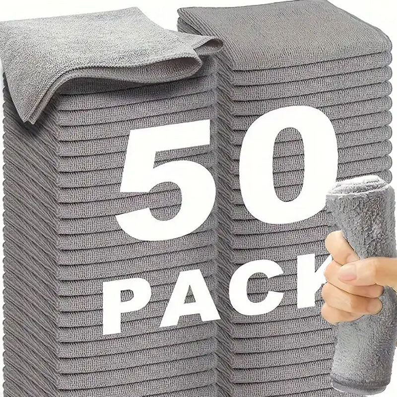 1/50pcs Gray Bamboo Charcoal Thickened Super Absorbent Dishcloth Oil Resistant K