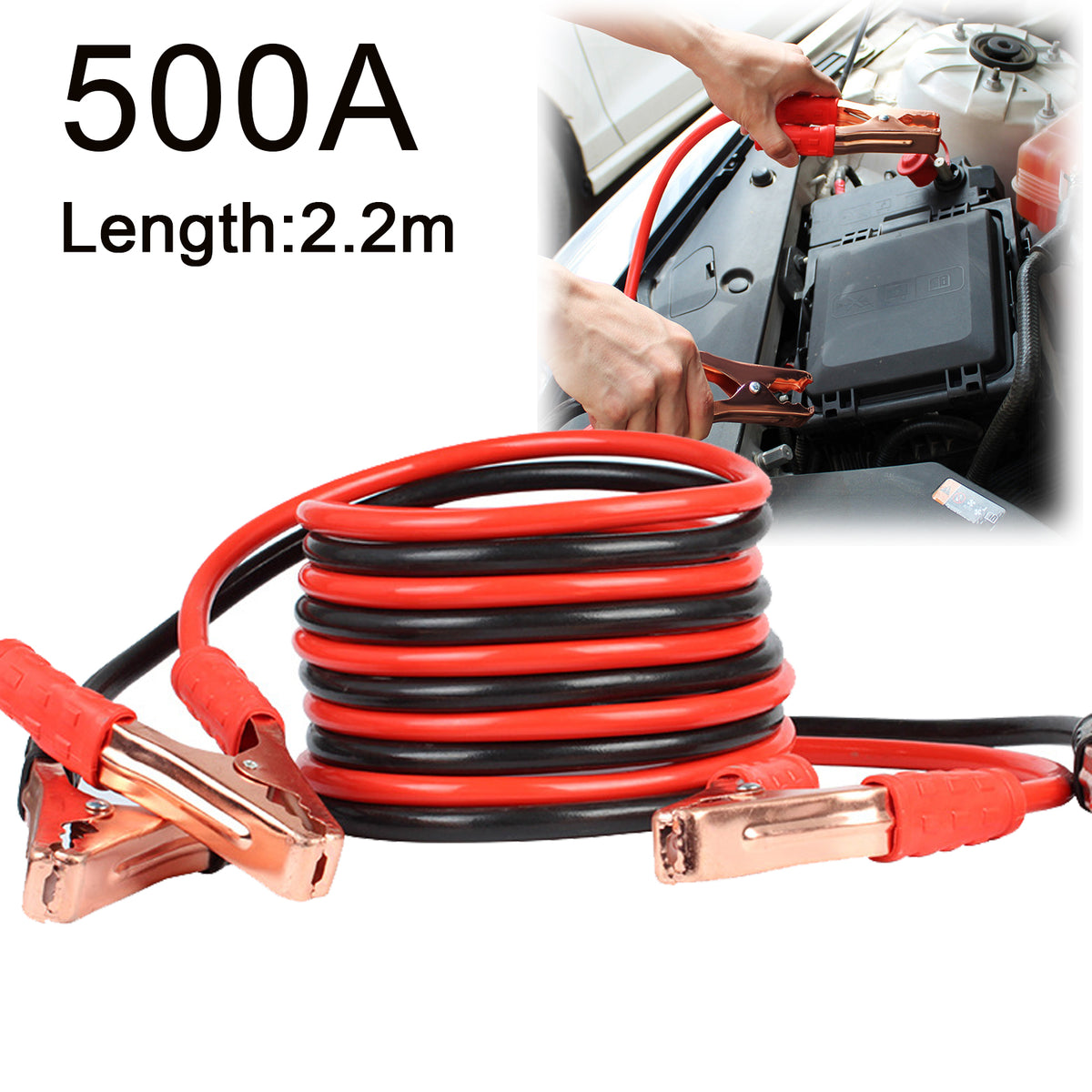 500A Car Battery Clamps 480G Alligator Clips Battery Cable Emergency Kit Jump St