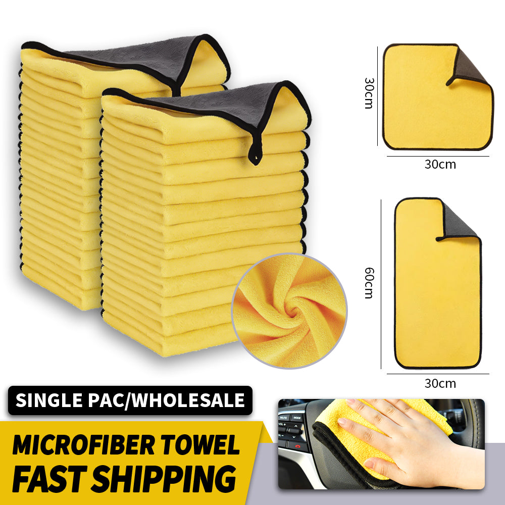 3/5/10Pcs Car Wash Microfiber Towel 30x30/60CM Car Cleaning Drying Cloth Hemming