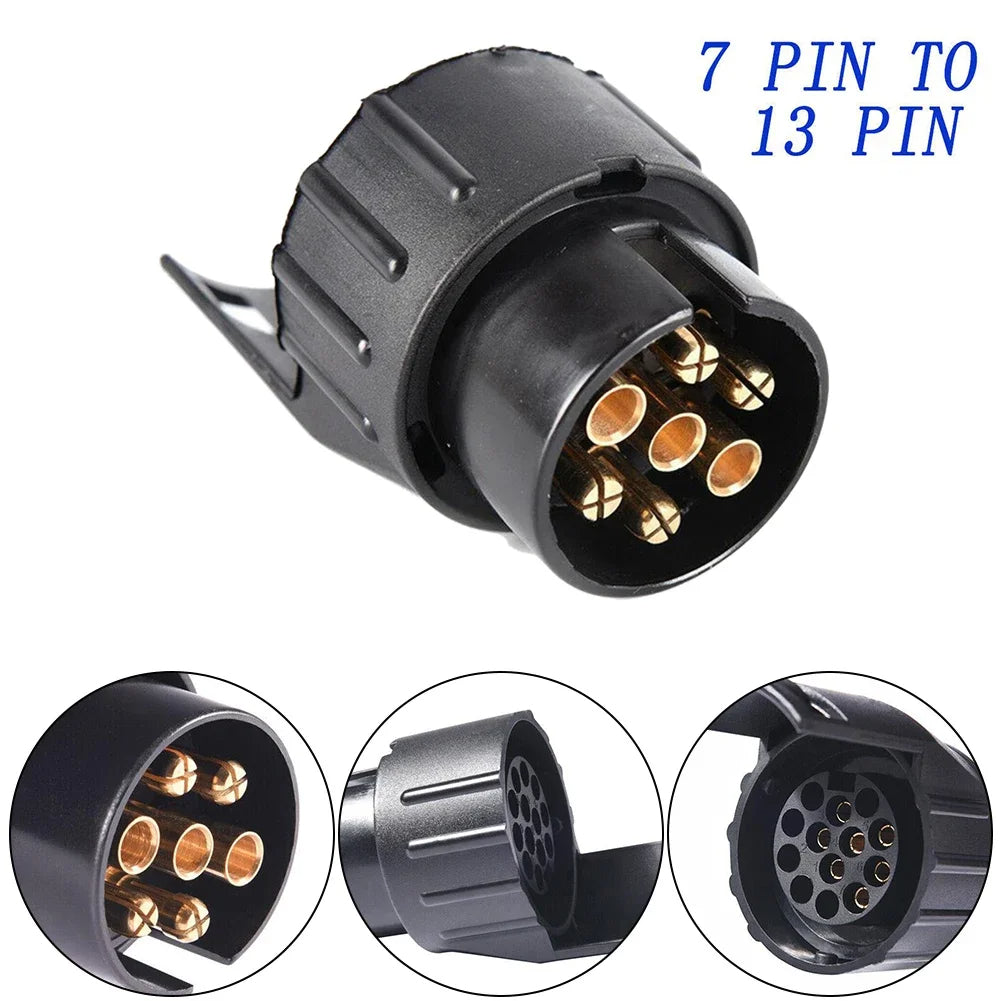 Newest 7 Pin To 13 Pin Plug Adapter Trailer Connector 12V Towbar Towing Waterpro