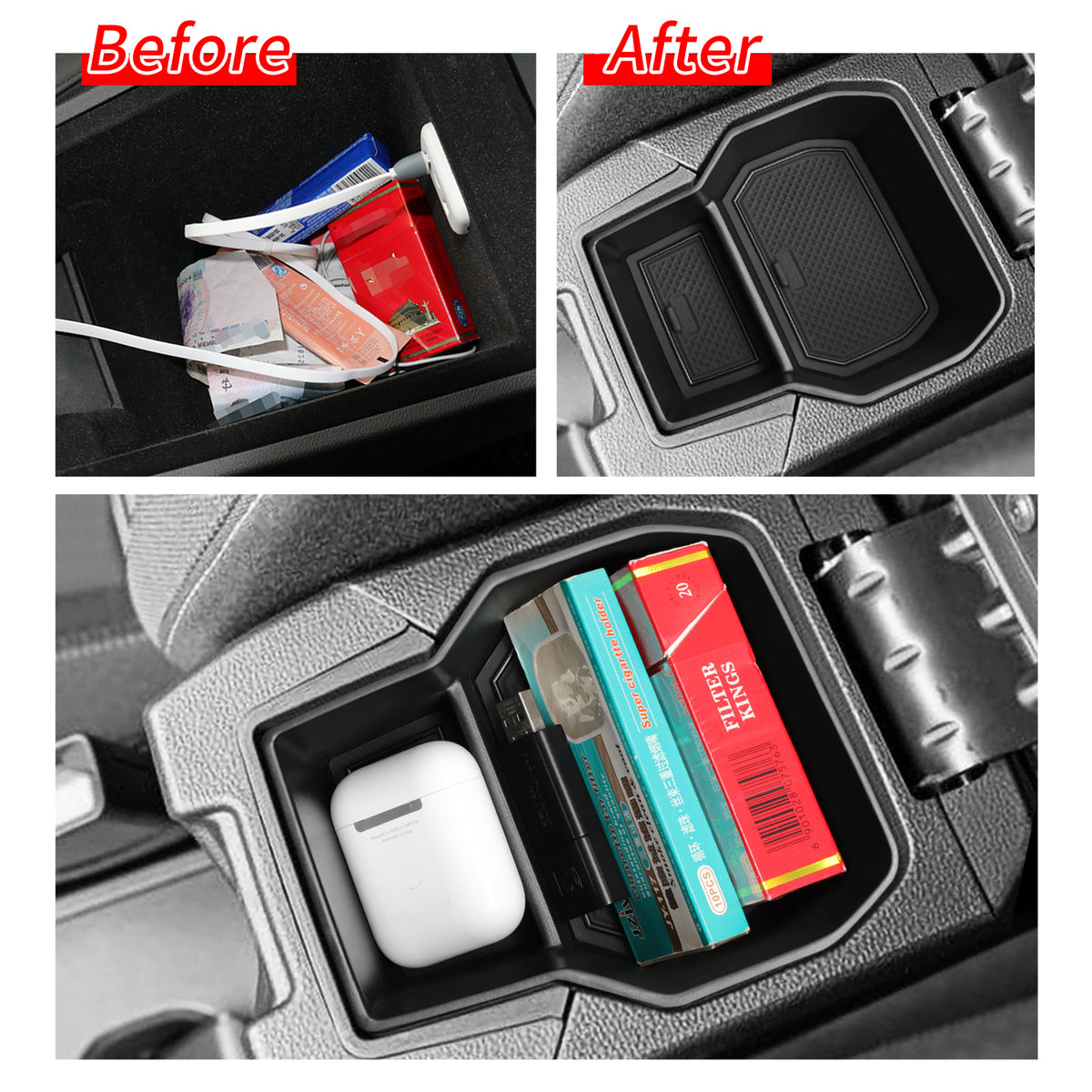 for Dacia Sandero 2020-2024 Center Console Armrest Storage Box Car Tray Organize