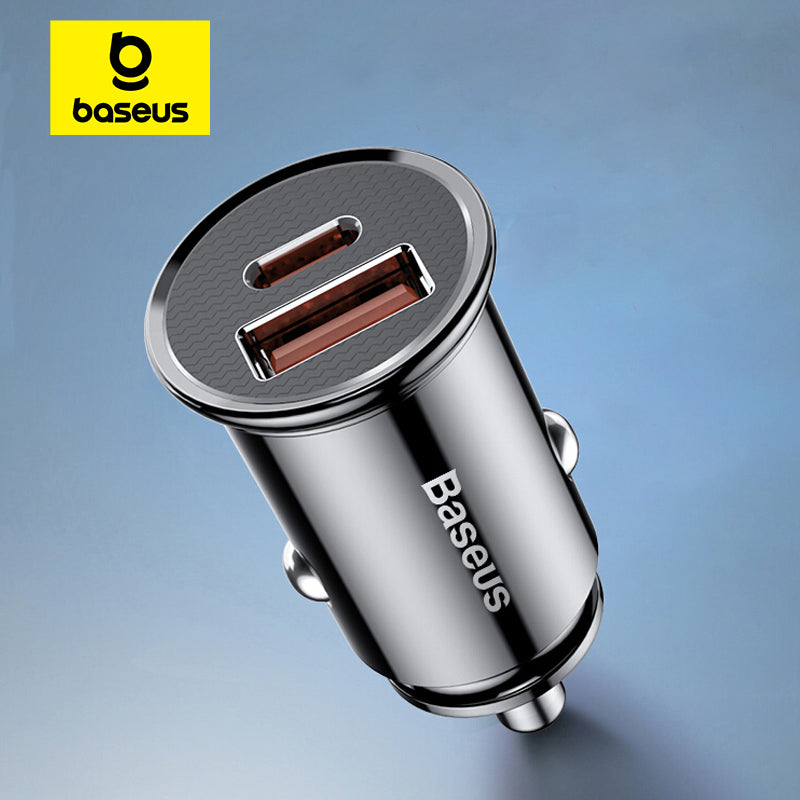 Baseus 30W Car Fast Charger Quick Charge 4.0 3.0 USB Type-C Fast Charging Car Ph