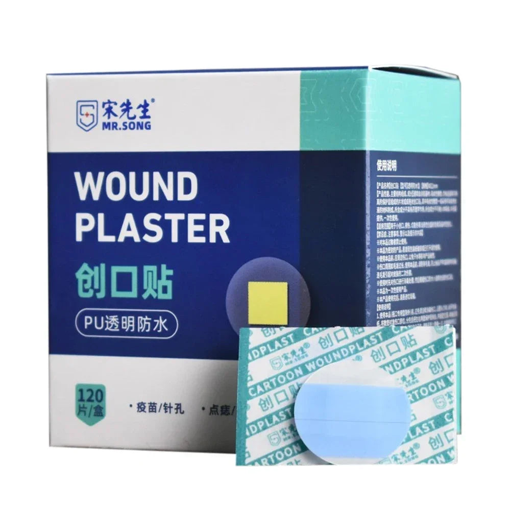 120Pcs/box Mini Round Medical Bandage Transparent Waterproof Breathable High Ela