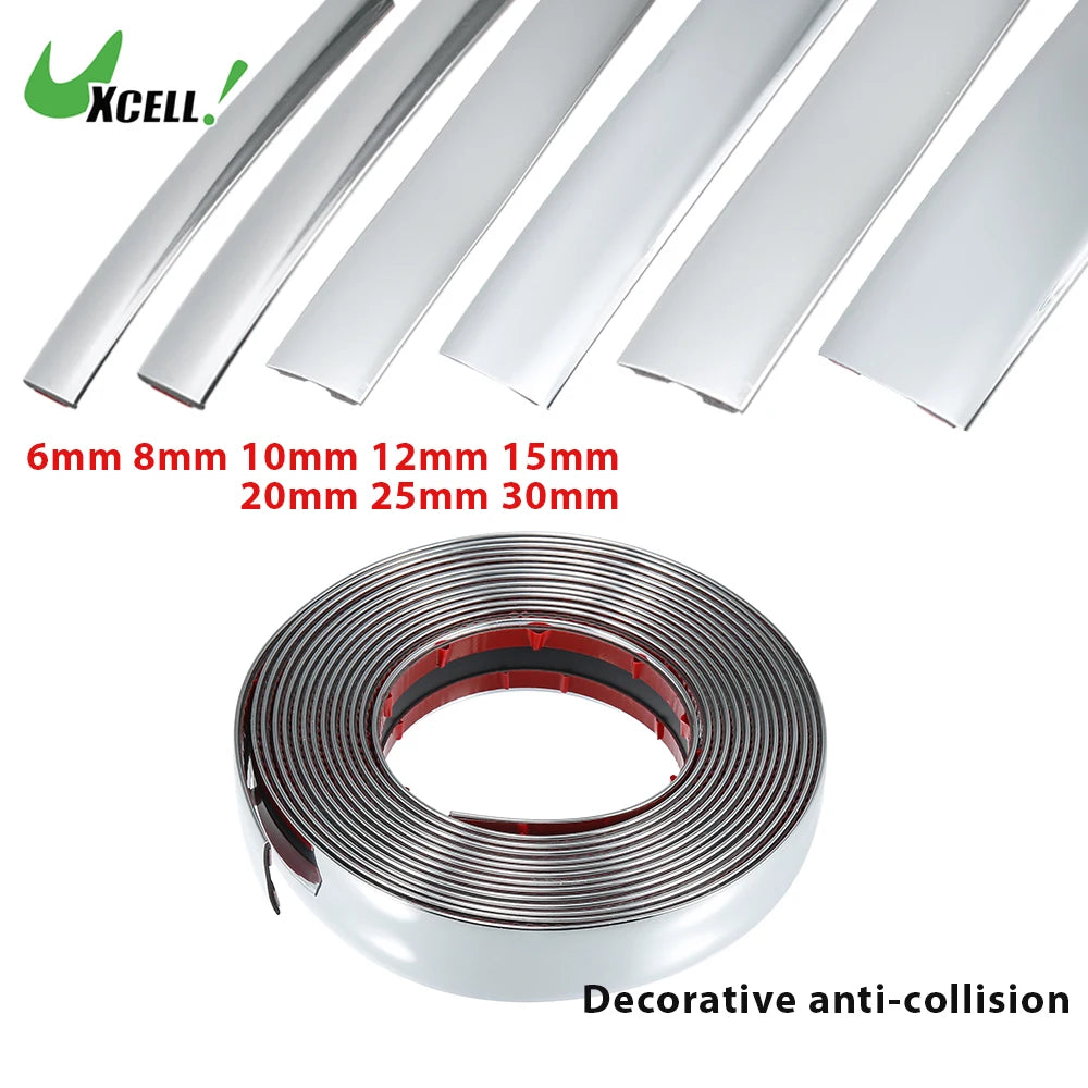 3M/5M Exterior Car Chrome Body Strip Bumper Auto Door Protective Moulding Stylin