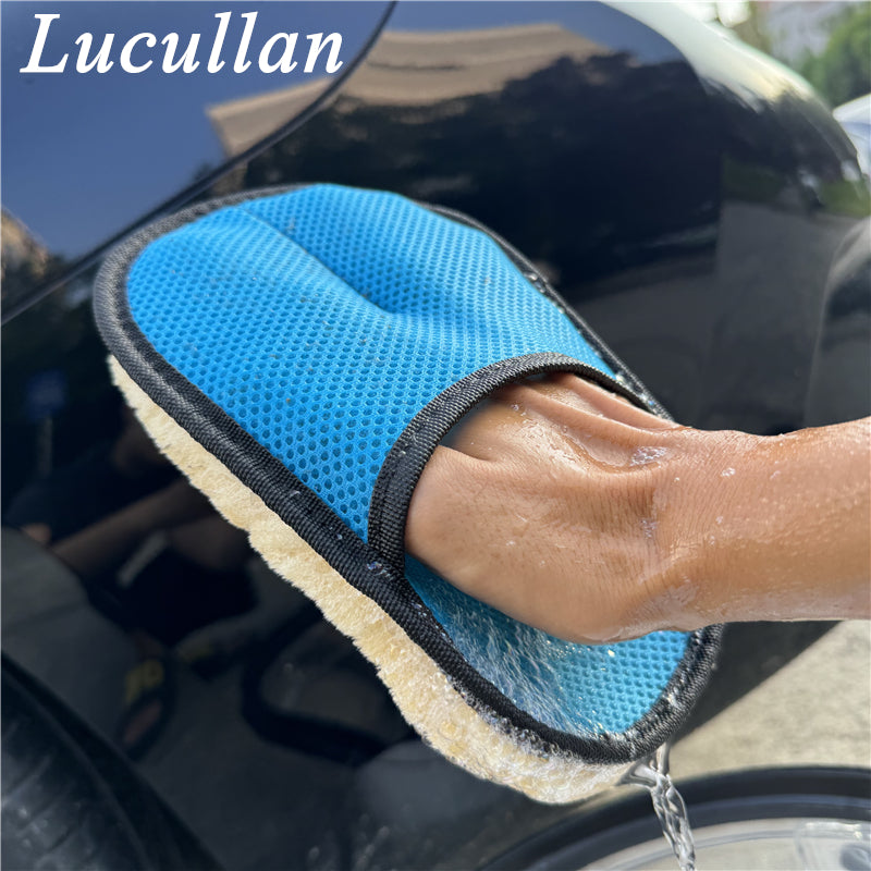 Lucullan Universal Synthetic Wool Wash Mitt Ultra-Soft Wool Glove for Car Washin