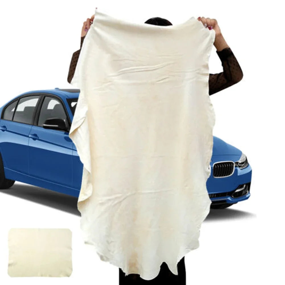 Natural Chamois Leather Cloth Free Shape Car Wash Towel Genuine Suede Ultra Abso