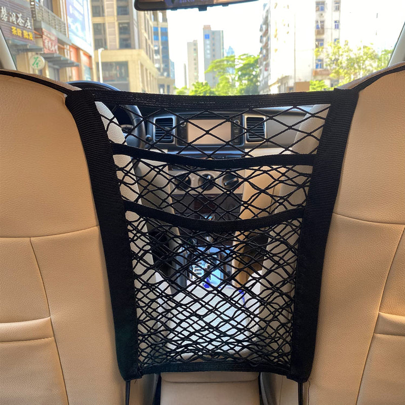 Car Storage Net Bag Between Seats Car Divider Pet Barrier Stretchable Elastic Me