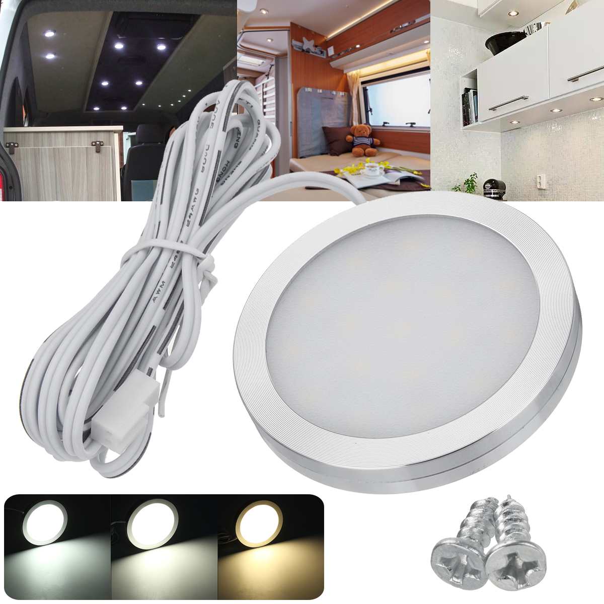 1Pcs 12V 2.5W 230LM LED Downlight Recessed Ceiling Light Spot Light For Home Car