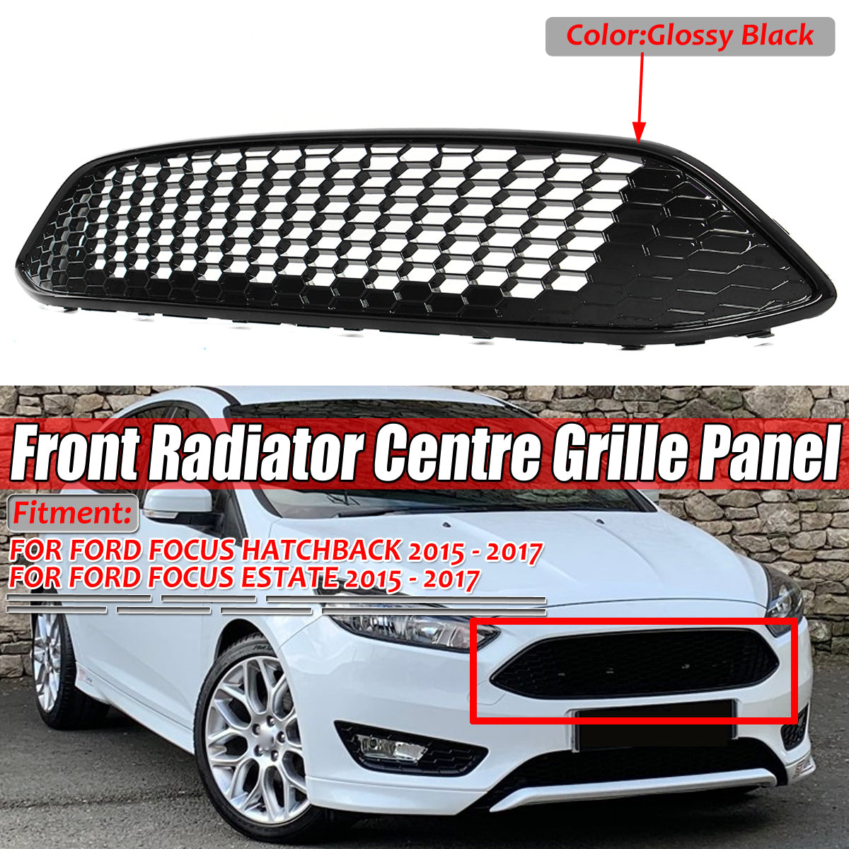 New Car Front Bumper Center Grill Grille Honeycomb Mesh Racing Grill Cover For F