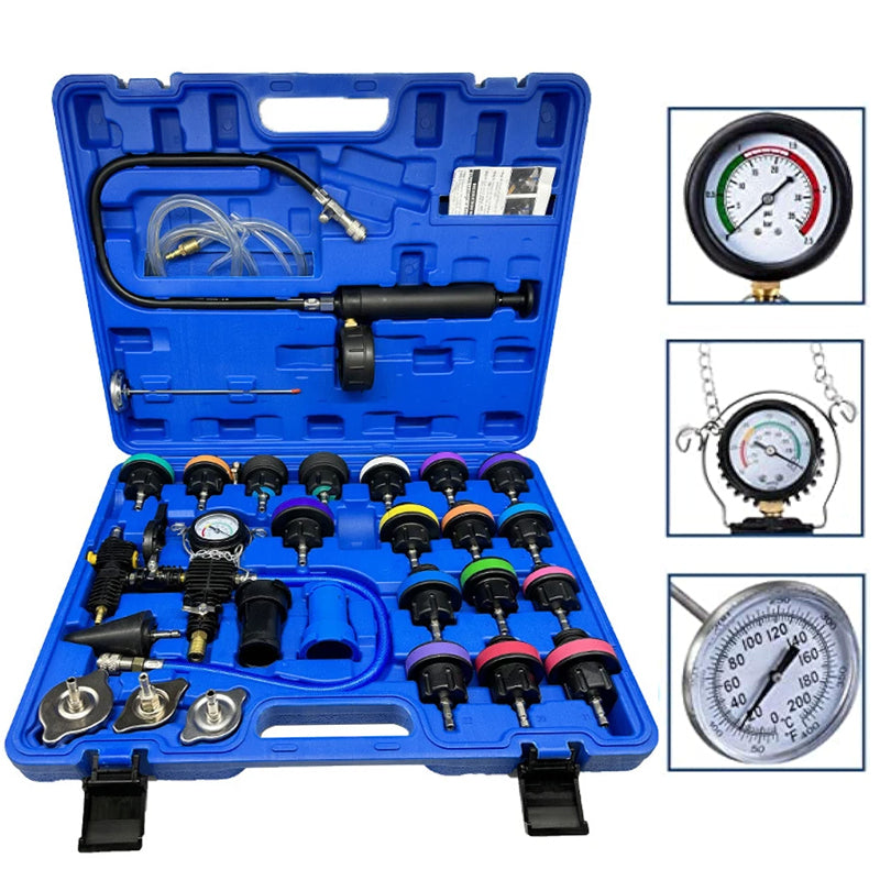 28Pcs Universal Radiator Pressure Tester Set Vacuum Type Cooling System Tester W