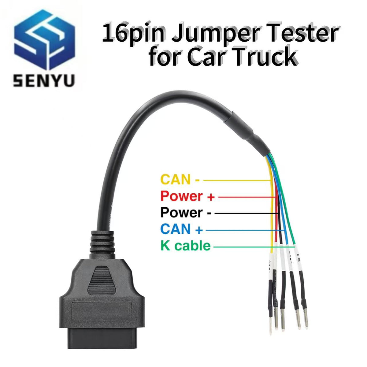 16pin Jumper Tester Connector OBD2 Male 5Pin Adapter Connection To Female 16 Pin