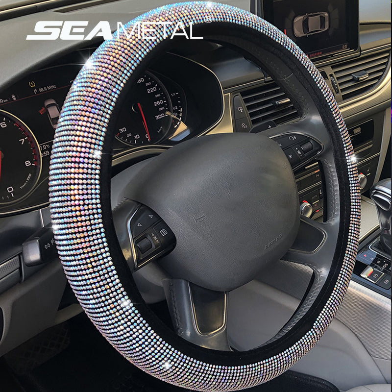 Crystal Car Steering Wheel Cover For Women Girls Cute Glitter Steer Wheel Cover