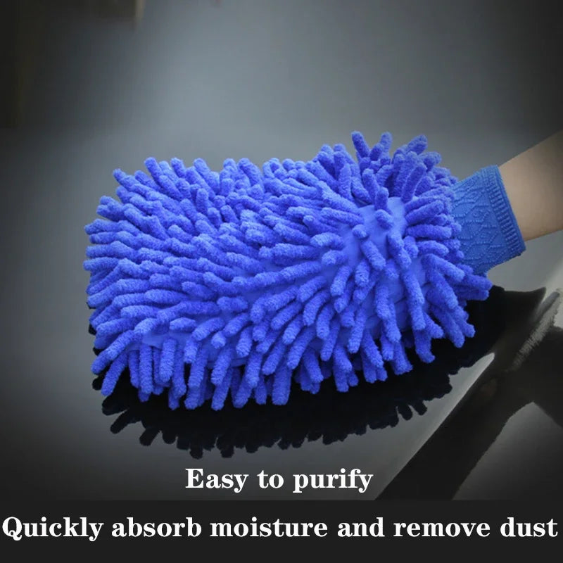 Double-sided Car Care Cleaning Gloves Cleaning Cloth Towel Mitt Car Accessories