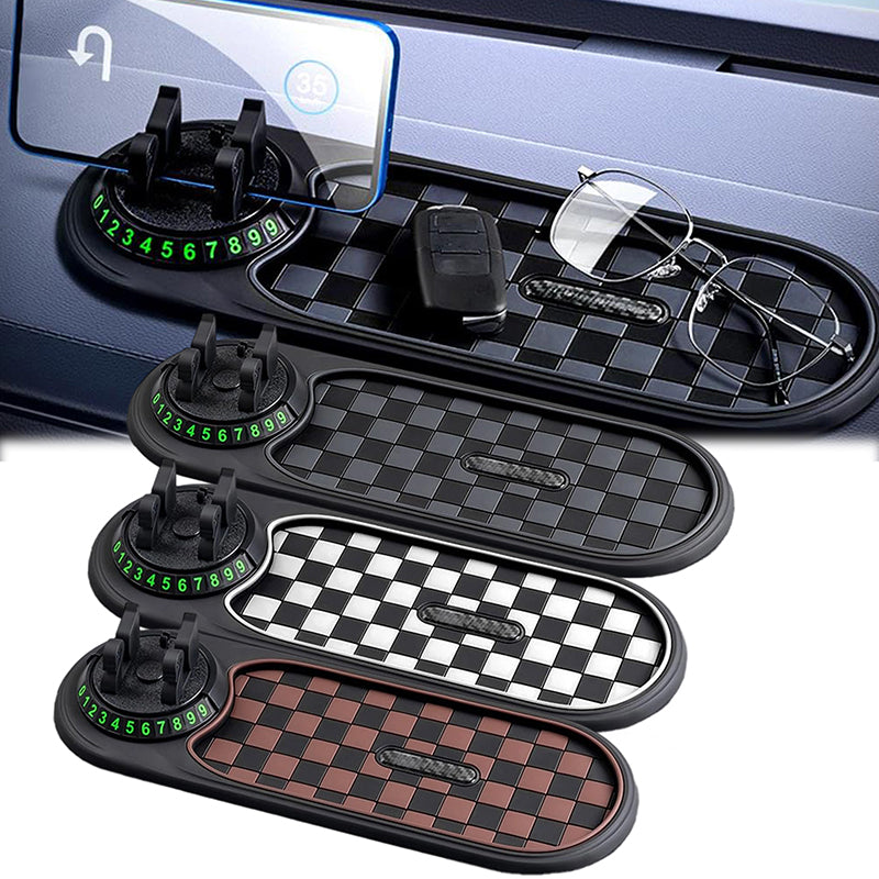 Multifunction Car Anti-Slip Mat, Rotatable Anti Skid Car Dashboard Pad with Temp