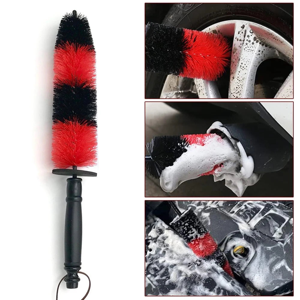 Car Wheel Multifunction Cleaning Brush Long Soft Handle Rim Hub Microfiber Brush
