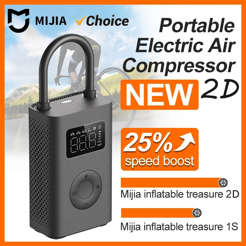 Original MIJIA Air Pump 2D 25%Speed Boost Mini Portable Electric Air Compressor
