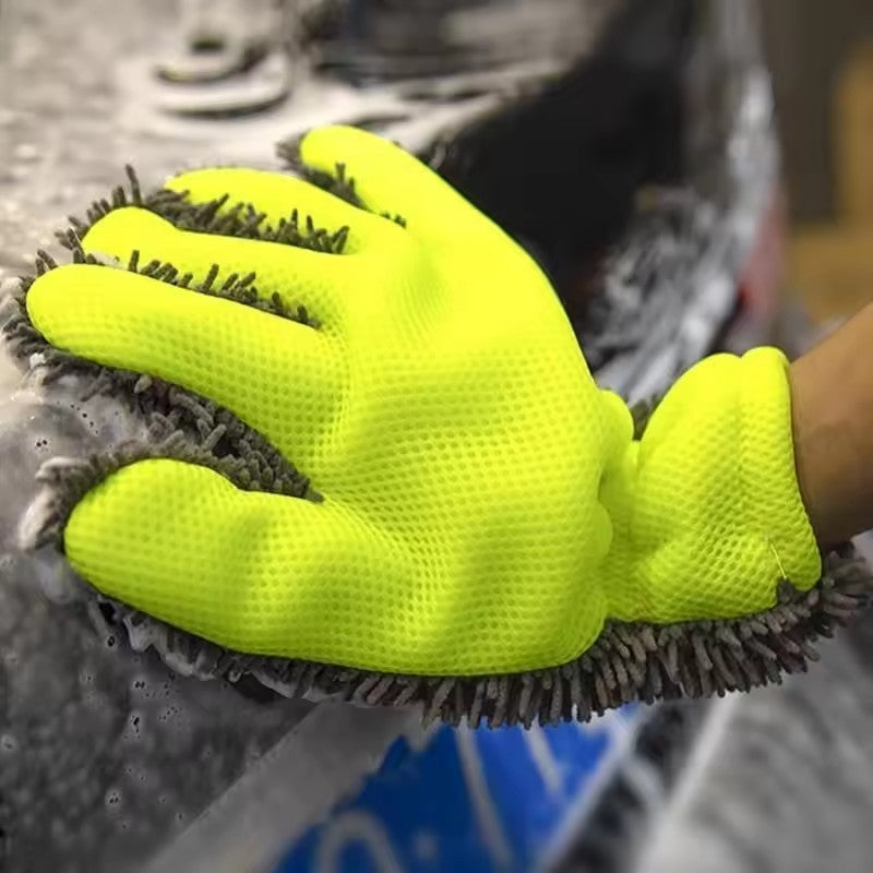 Car Wash Gloves Microfiber Wipe Car Sponge Scratch Free Car Wash Cleaning Coral