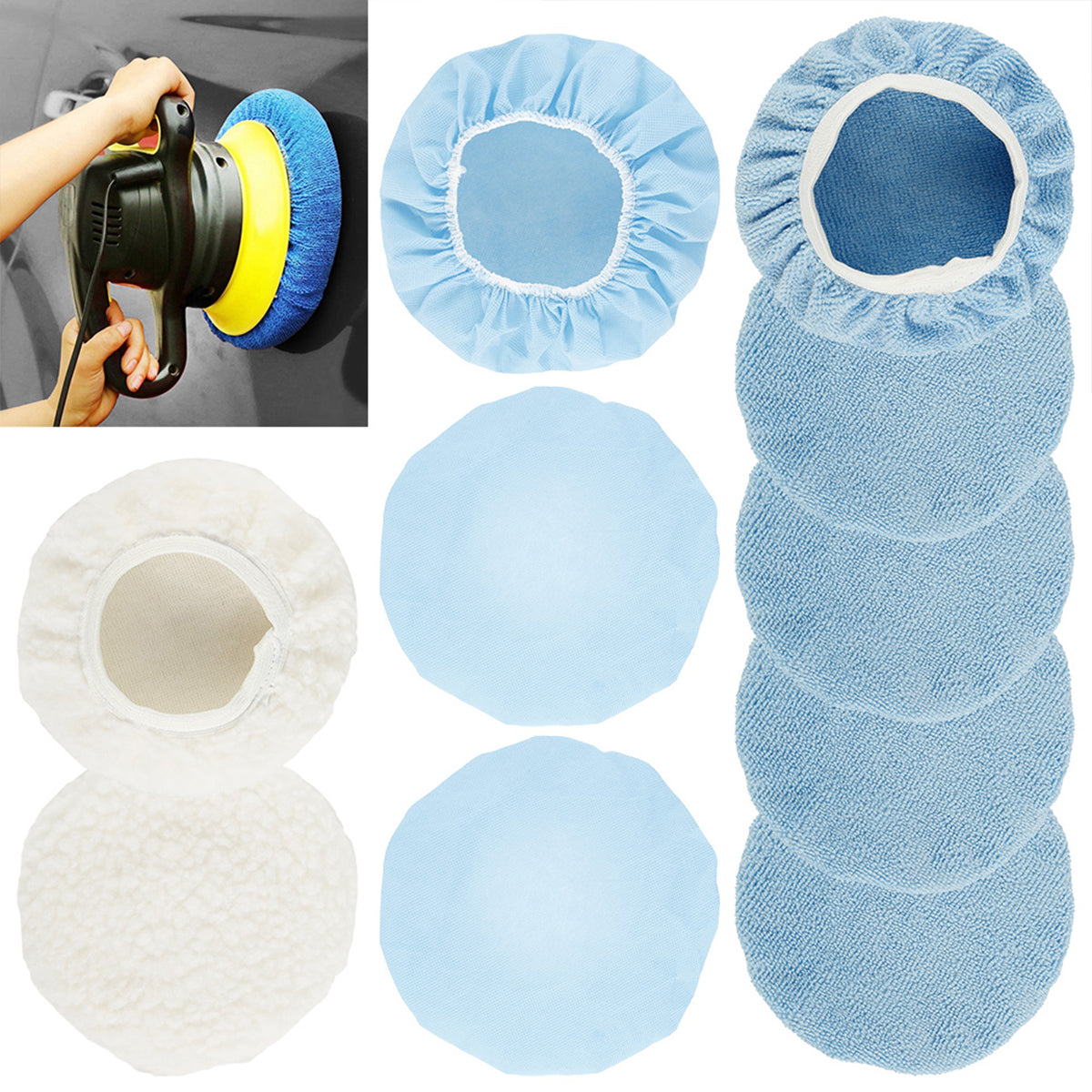 Car Detailing Microfiber 9-10 Inch Soft Microfiber Car Polisher Pad Bonnet Polis