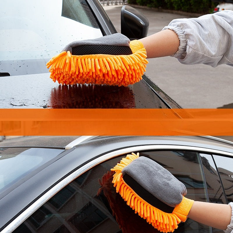 1pc Waterproof Car Wash Microfiber Chenille Gloves Thick Car Cleaning Mitt Wax D