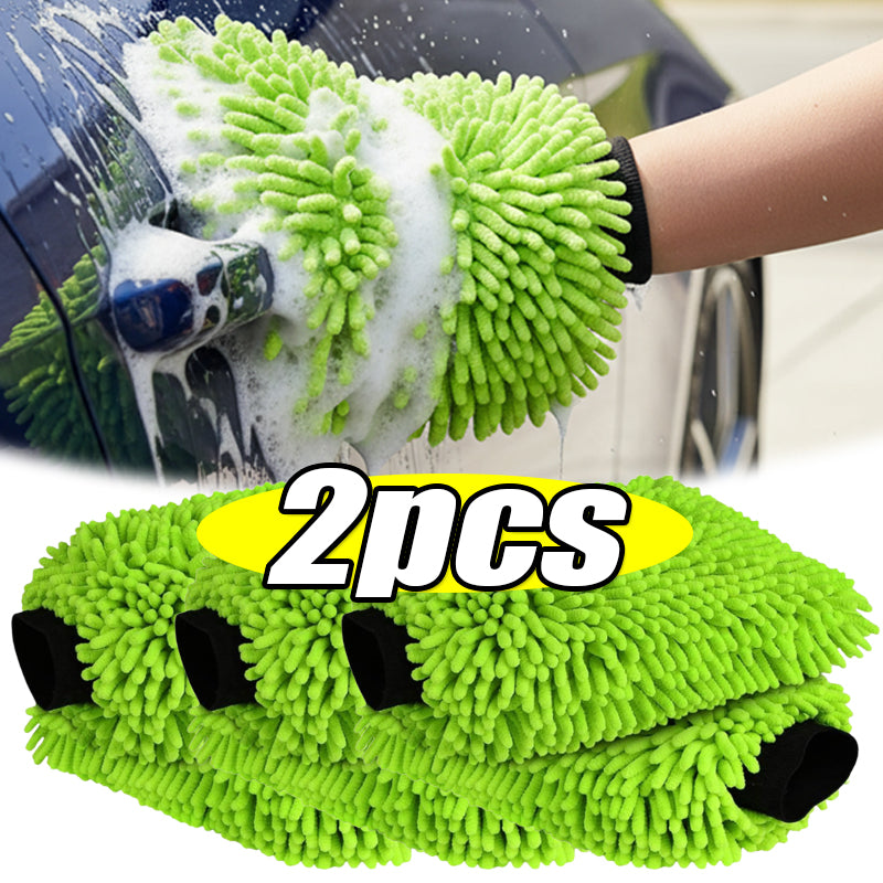 Super Absorbent Car Wash Sponge Microfiber Car Wash 1/2pcs Green Gloves Scratch