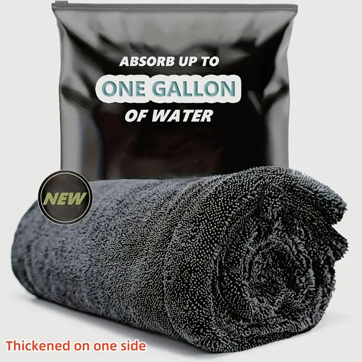 Dark gray car microfiber towel, oversized strong absorbent car wash cloth, high-