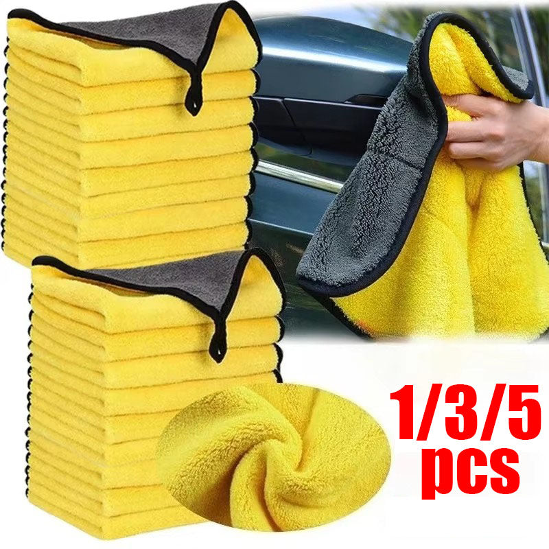 1/3/5pcs Microfiber Cleaning Towel Micro Fiber Wash Towels For Car Double Layer