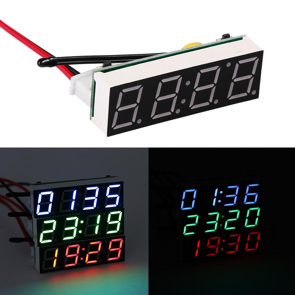 Modification Watch Voltmeter Thermometer Car Electric Clock Digital Timer LED Di