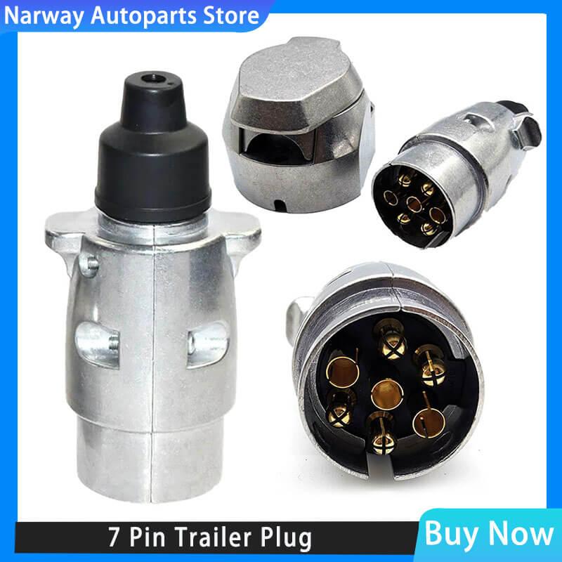 7 Pin Trailer Socket Towbar Metal Aluminum Alloy Plug 12V Connector EU Plug Adap
