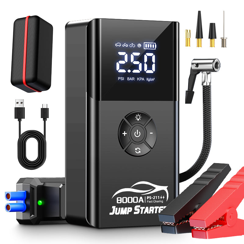 8000amp A 180psi Powerful Car Jumper Multifunction 12v Battery Booster Super Com