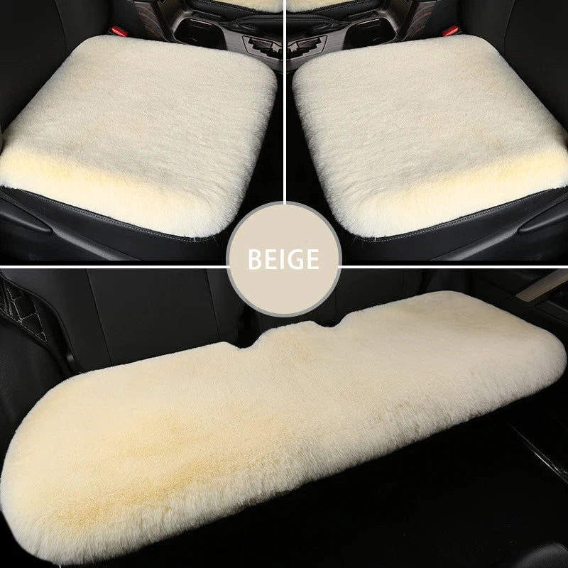 Winter Plush Rabbit Fur Car Seat Cushion Winter Warmth Thickened Wool One Piece