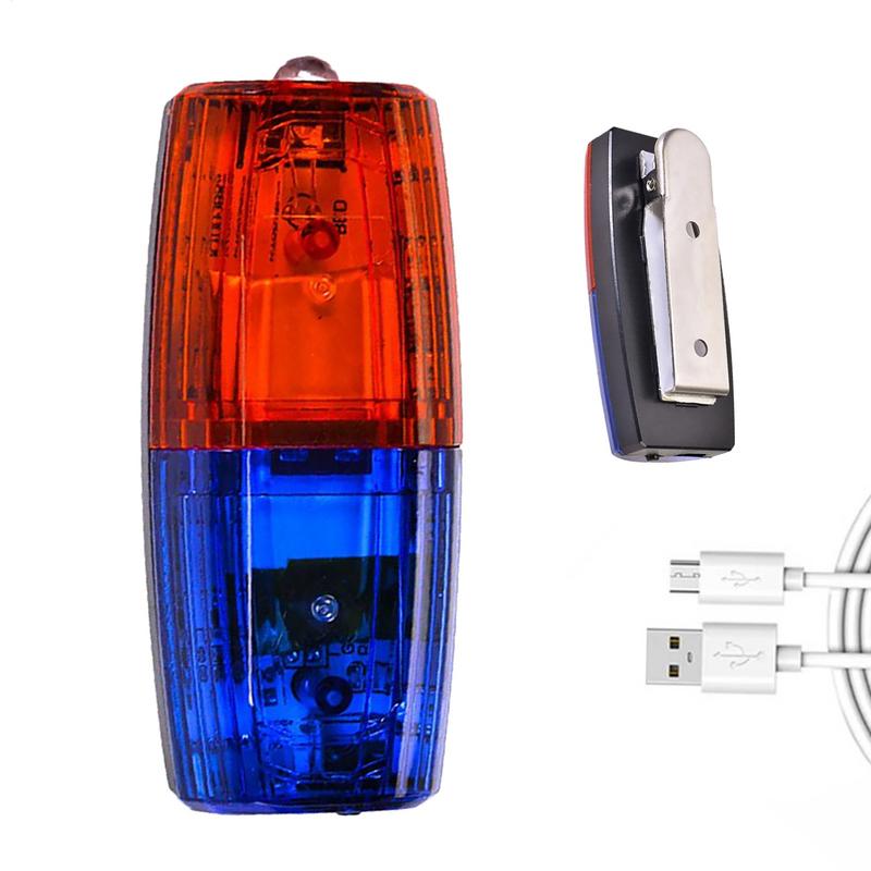 Red Blue Led Shoulder Warning Light with Clip USB Charging Night riding Running