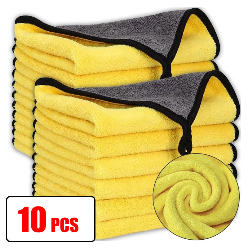 5Pcs Car Microfiber Cleaning Towels Thicken Double Layer Soft Drying Cloth Towel