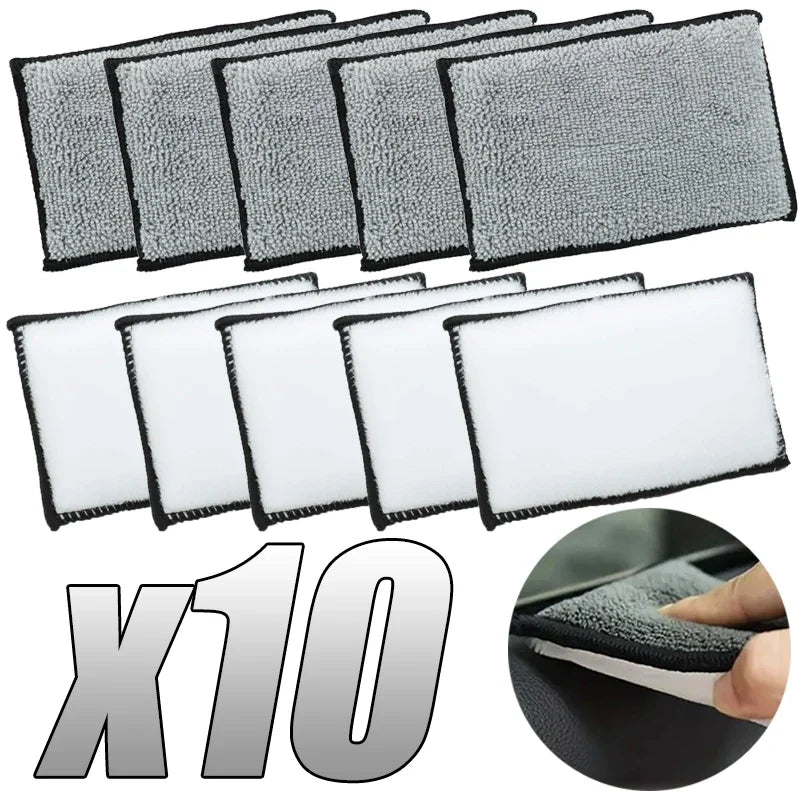 X10 Soft Double Side Microfiber Scrubbing Sponge Car Leather Cleaning Microfiber