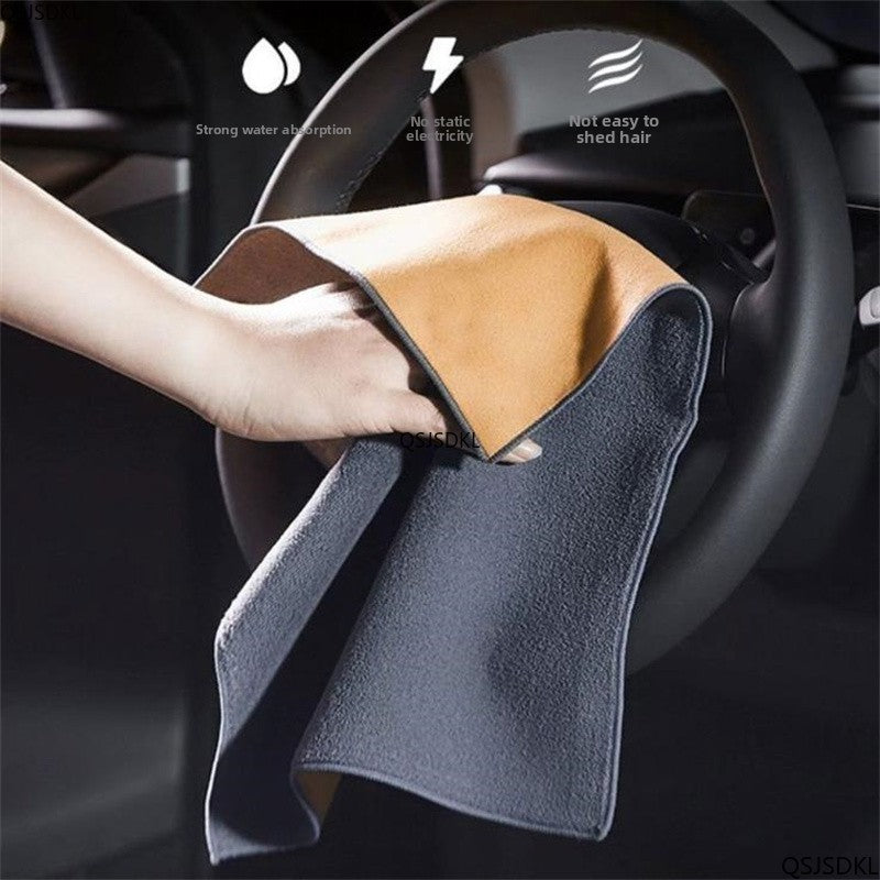 500GSM Car Cleaning Towel Double-Sided Coral Velvet Suede Car Wash Towel Drying