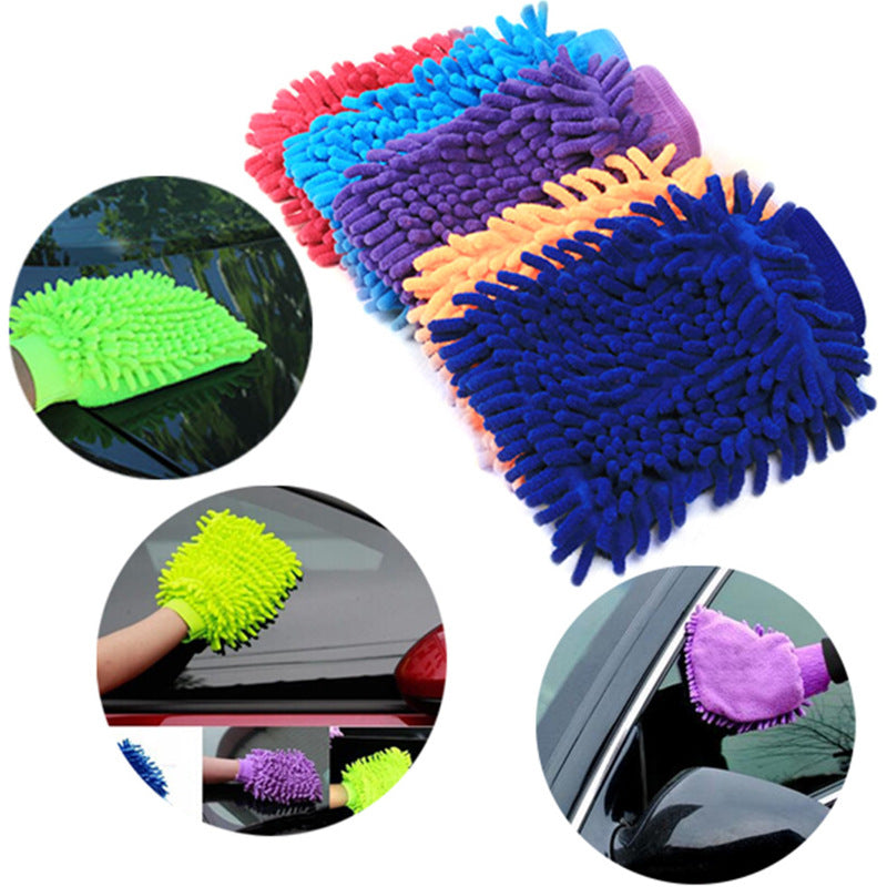 1/3/5pcs Car Wash Gloves Chenille Coral Fleece Gloves double-side Washing Wiper