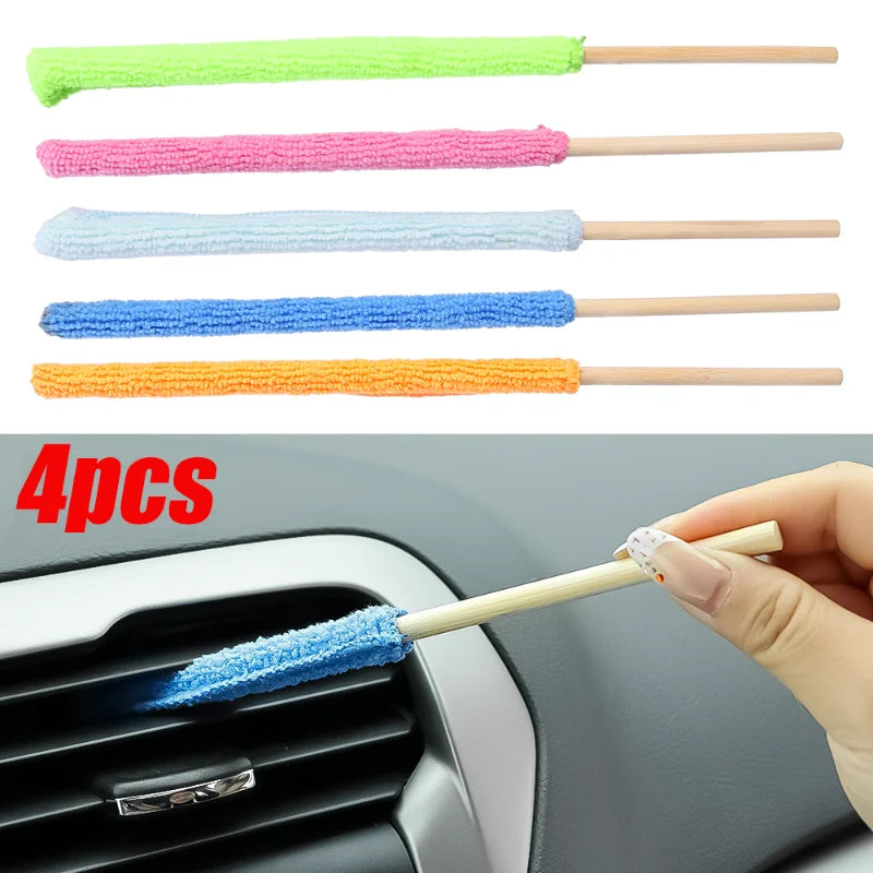 Microfiber Car Detail Cleaning Brush Long Handle Air Conditioner Blind Narrow Du
