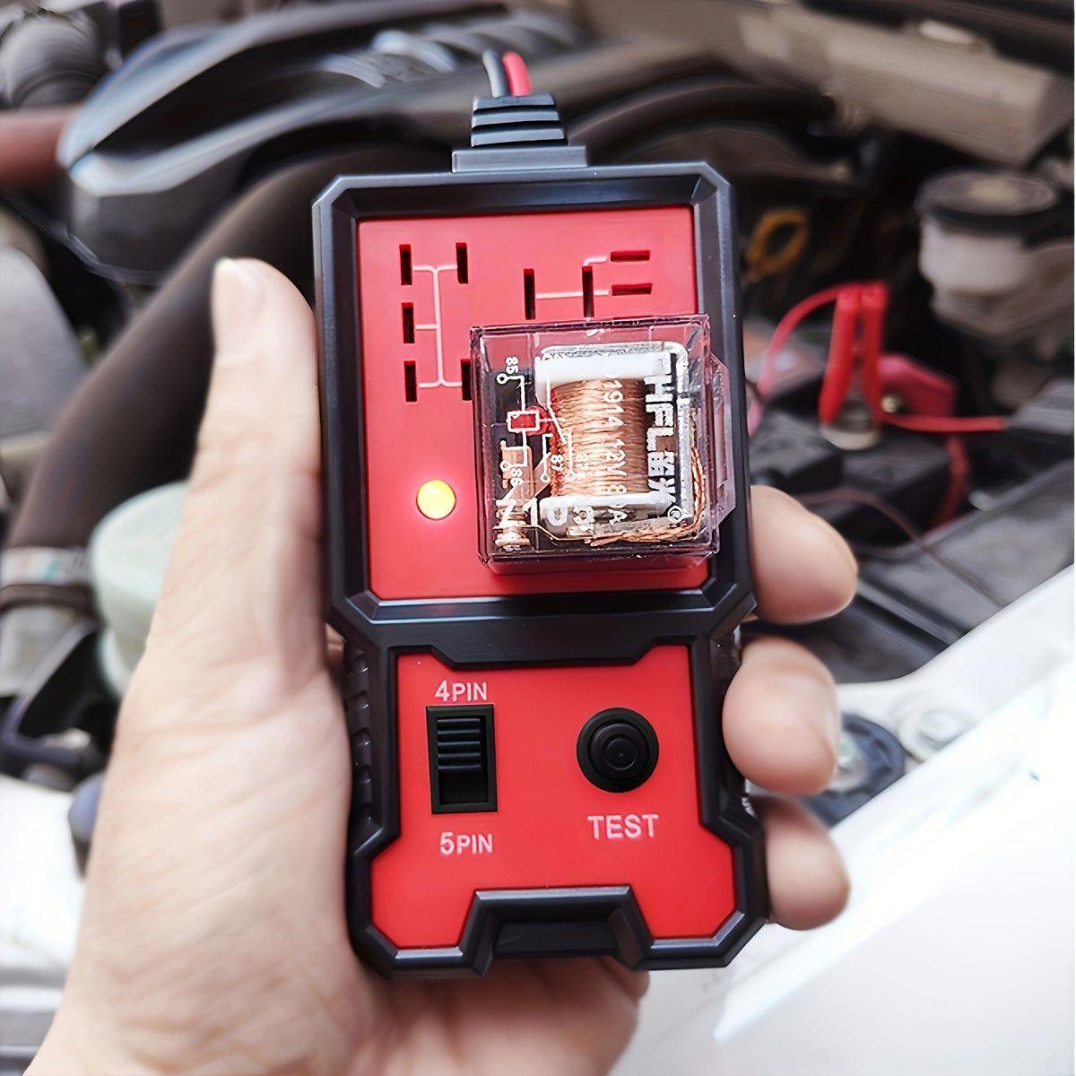 Portable 12V Automotive Relay Tester - Easily Diagnose and Test Relays with Batt