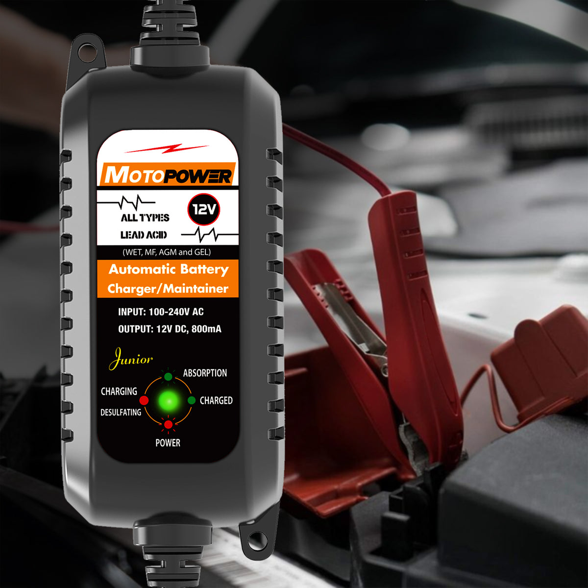 12V 800mA Automatic Smart Car Motorcycle Battery Charger Maintainer