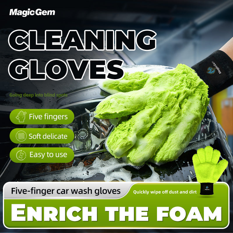 Magic Gem Large Microfiber Car Wash Mitt Waterproof Chenille Gloves Thick Car Cl