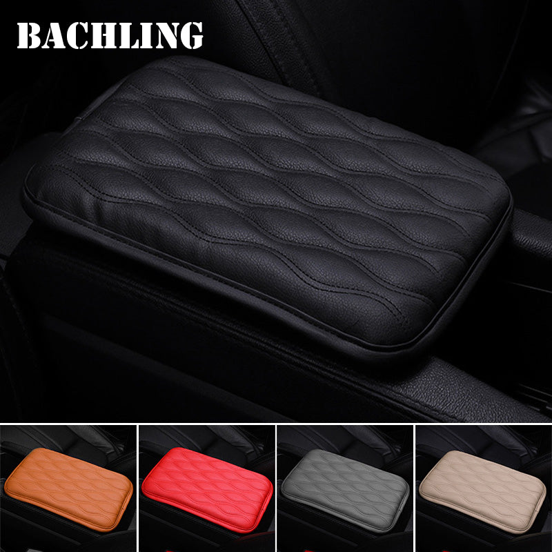 PU Leather Car Armrest Pad Cover Universal Center Console Wave Embroider Auto Se