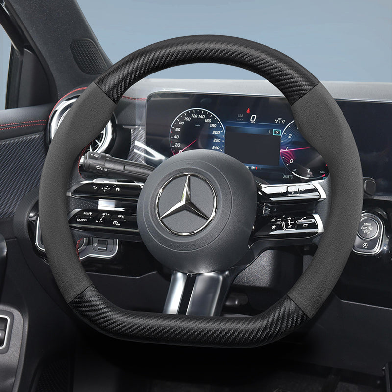 Suitable for Mercedes-Benz Suede Matte Carbon Fiber Texture Steering Wheel Cover