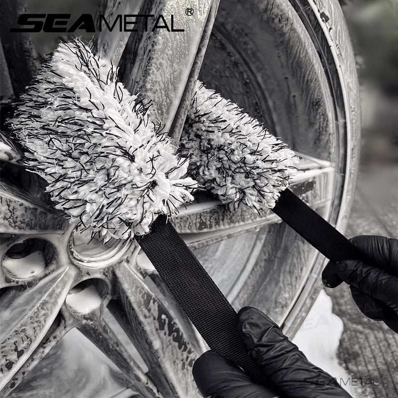 SEAMETAL Car Wheel Wash Towel Brush Car Double-sided Cleaning Towel Microfiber C