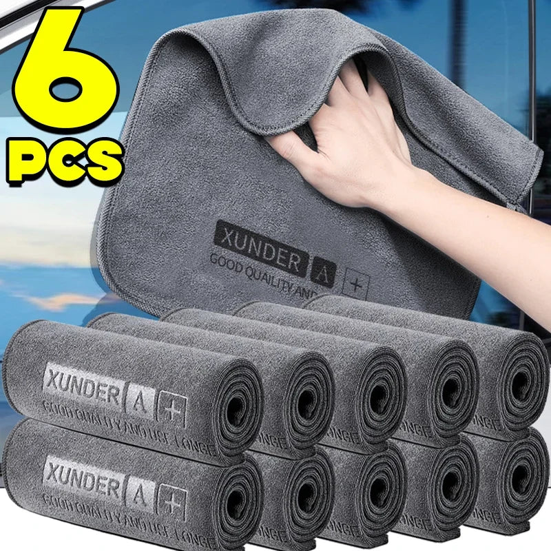 6Pcs High-end Microfiber Car Washing Towel Auto Cleaning Drying Cloth Car Care D