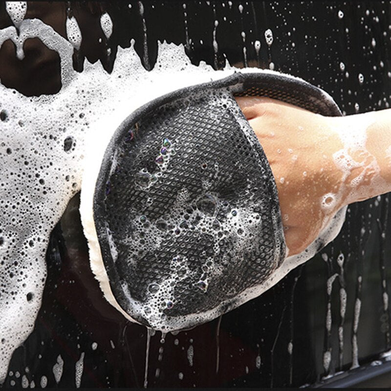 Car Wash Wool Gloves Thickened Fleece Lined Cleaning Brush Motorcycle Washer Car