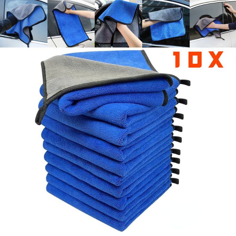 10PCS AB Double Sides Car Wash Microfiber Towel Cleaning Drying Cloth Drying Tow